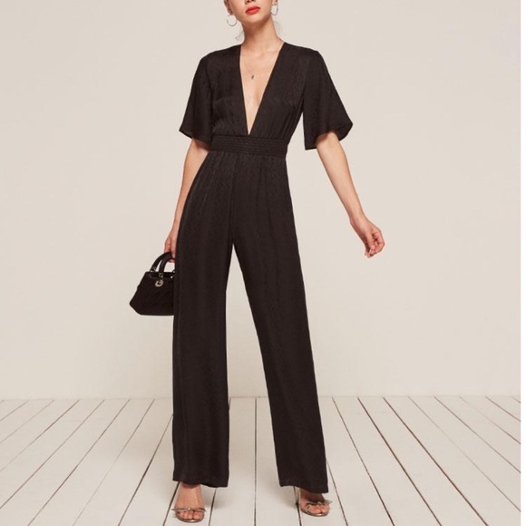 Reformation Pants - Reformation Jocelyn 100% Silk Jumpsuit in Black